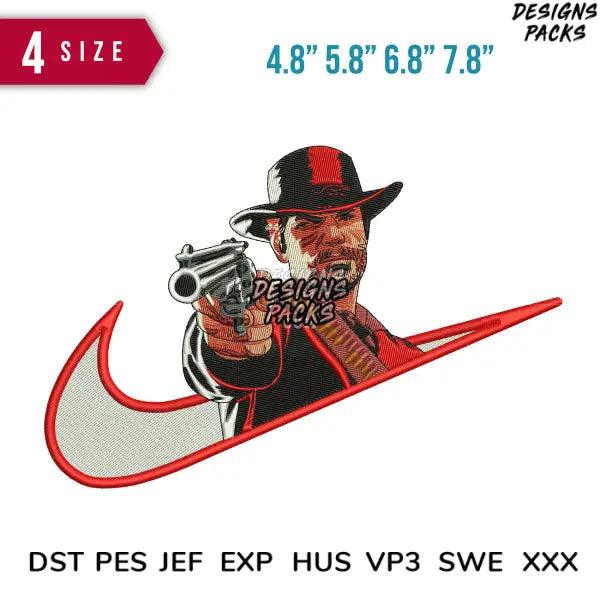 Swoosh Read dead Embroidery Design 4.8" 5.8" 6.8  7.8"