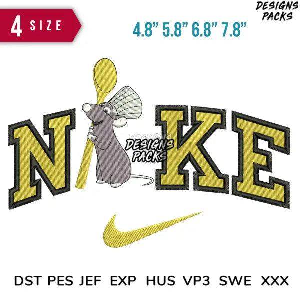 Swoosh Remy Spoon Embroidery Design  4.8" 5.8" 6.8" 7.8"