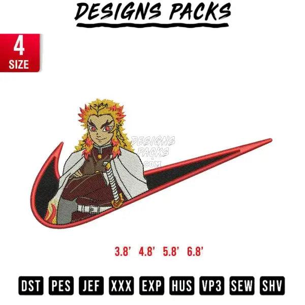 Swoosh Rengoku Kyojuro Embroidery Design 