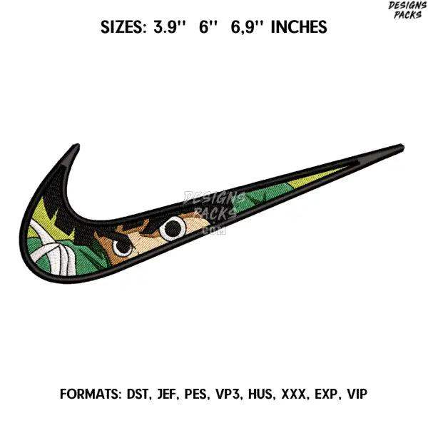Nike Rock Lee Embroidery design file pes. Anime Naruto embroidery design., Swoosh embroidery