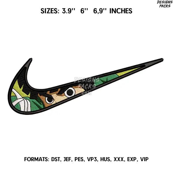 Nike Rock Lee Embroidery design file pes. Anime Naruto embroidery design., Swoosh embroidery