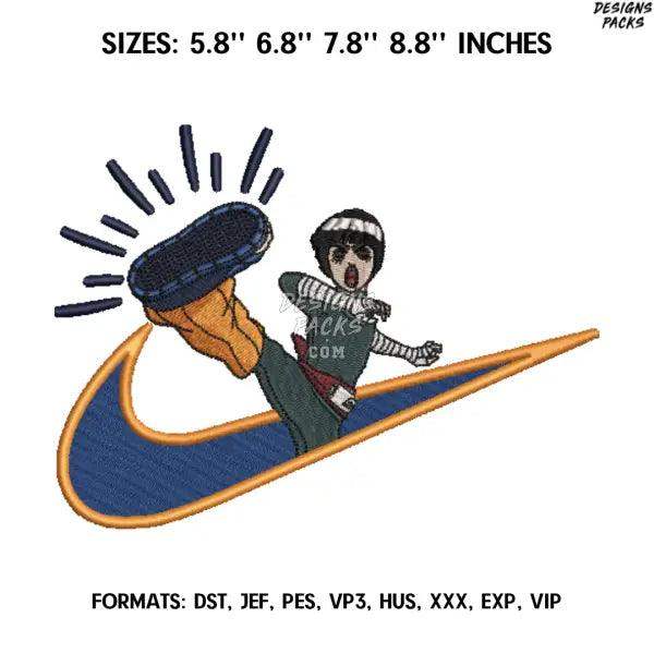 Nike Rock Lee Embroidery design file pes. Anime Naruto embroidery design., Anime Pes Design