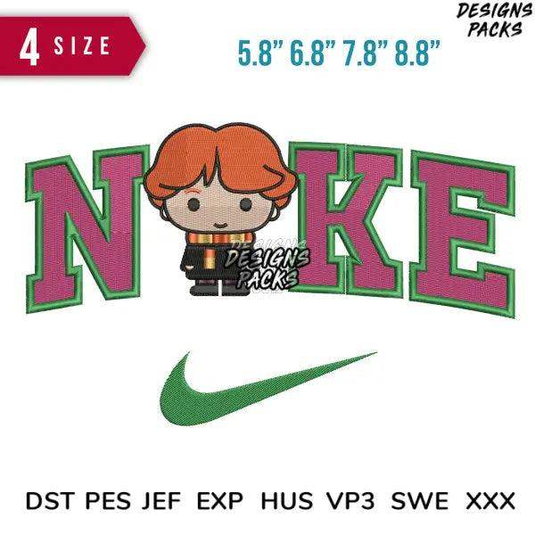 Swoosh ron weasley Embroidery Design 5.8" 6.8" 7.8" 8.8"