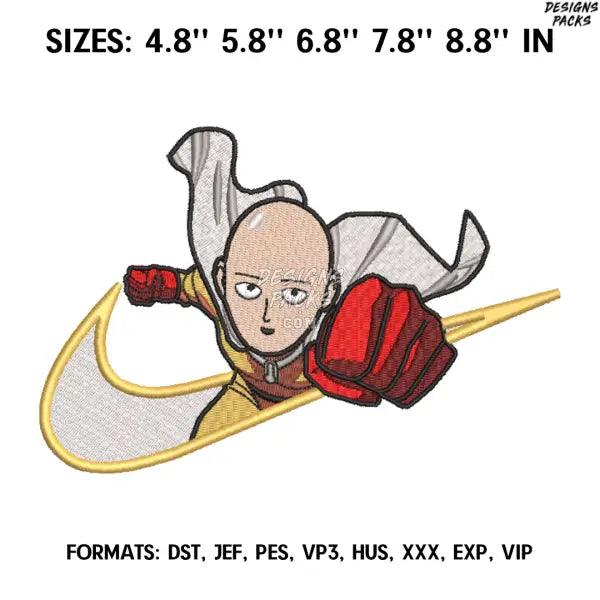 Nike Saitama Embroidery Design File Pes, Anime pes design,. One punch man embroidery design