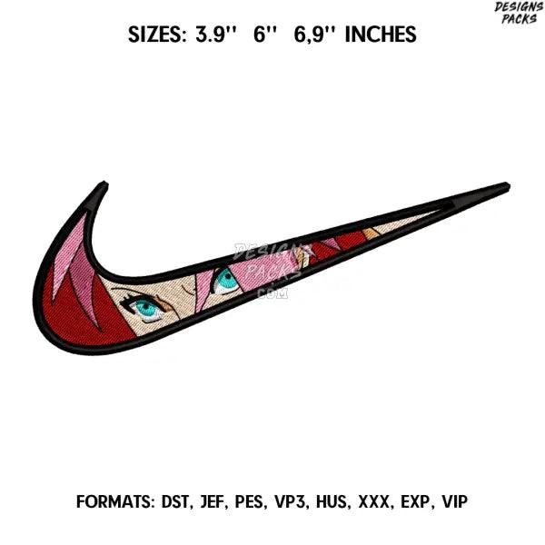 Nike Sakura Embroidery design file pes. Anime Naruto embroidery design., Swoosh embroidery