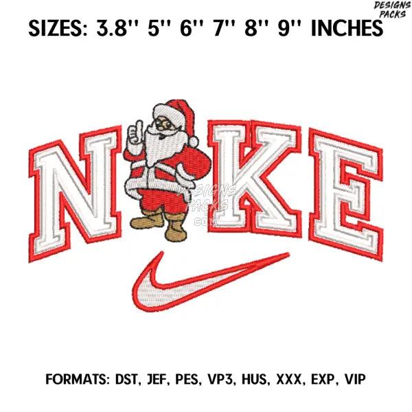 Nike Santa Claus Embroidery Design File, New Year Embroidery Design, Machine embroidery, Merry Christmas Design Pes