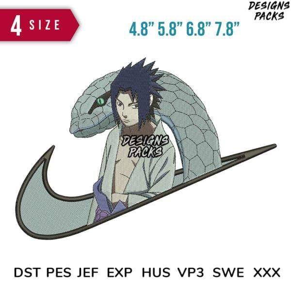 Anime character with snake design in embroidery formats for DTF DTG printing