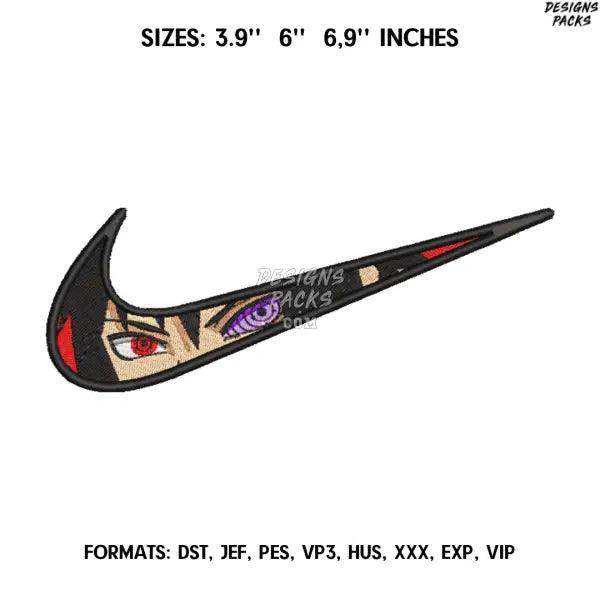 Nike Sasuke Embroidery design file pes. Anime Naruto embroidery design., Swoosh embroidery