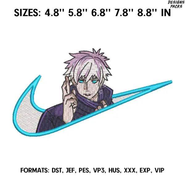 Nike Satoru Gojo Embroidery Design File, Jujutsu Kaisen Anime Embroidery Design, Machine Design Dst. Anime Pes Design