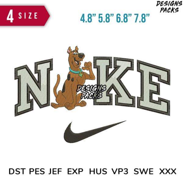 Scooby-Doo embroidery design with 'NAKE' text, 4 sizes, DST PES JEF formats, print-ready for DTG/DTF