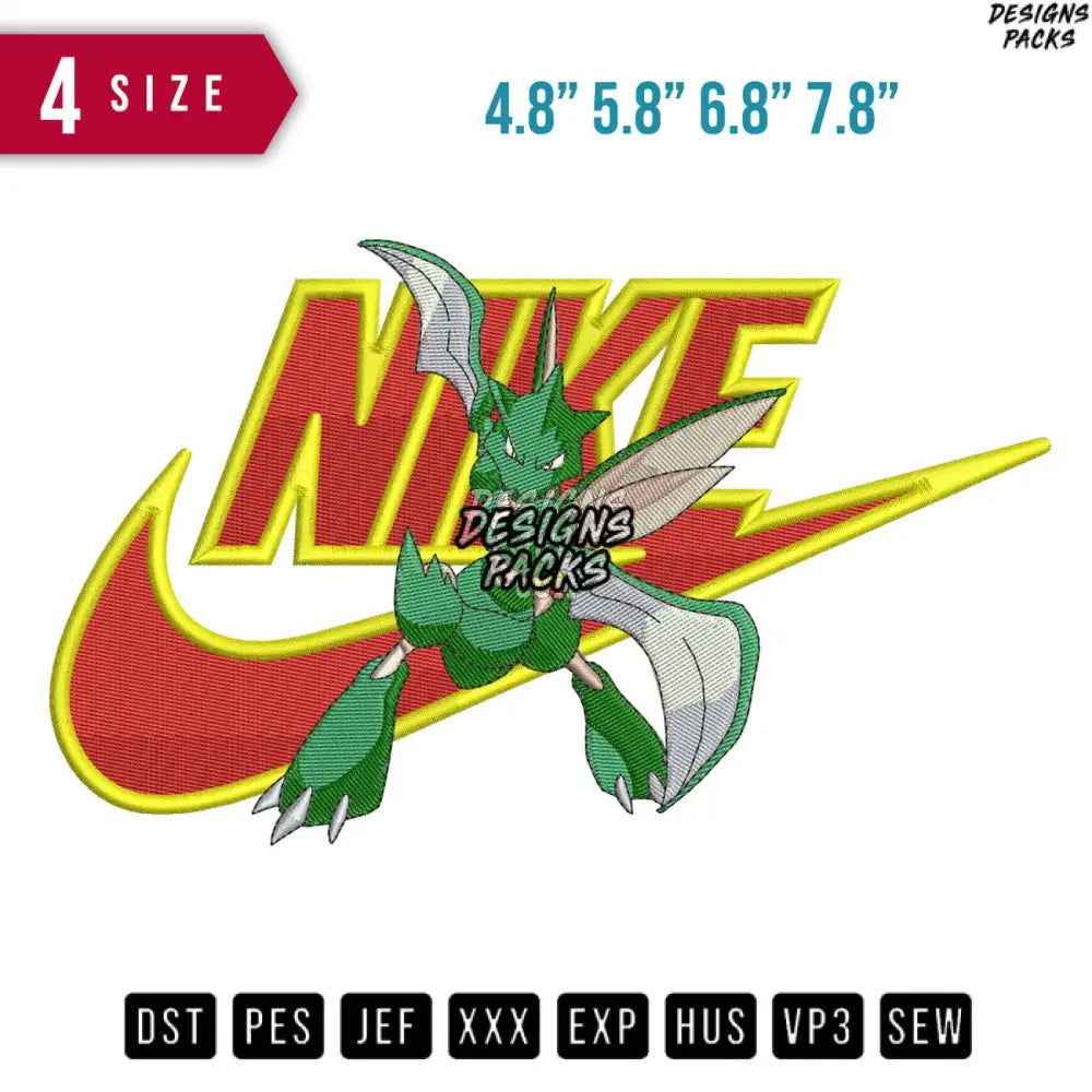 Swoosh Scyther Embroidery Design