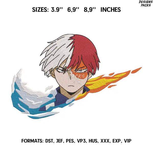 Nike Shoto Todoroki Embroidery Design File / My Hero Academia Anime Embroidery Design/.