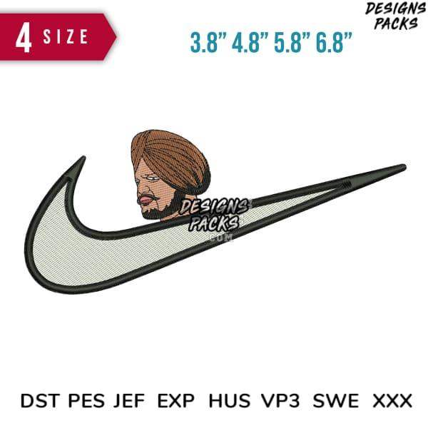 Embroidery design of red-haired character in vest, available in PES, DST, EXP formats, 4 sizes