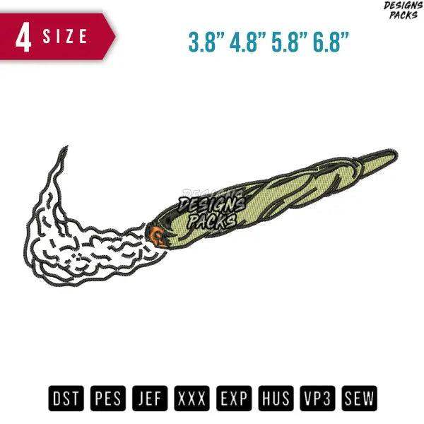Swoosh smoking Weed Embroidery Design