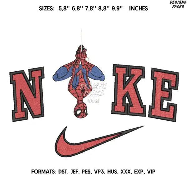 Nike Spiderman Embroidery design file pes. Anime embroidery design., Swoosh Letter embroidery