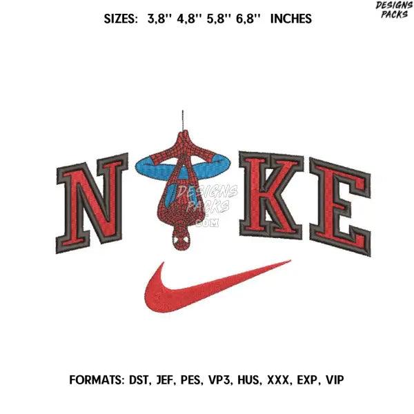 Nike Spiderman Embroidery design file pes. Anime embroidery design., Swoosh Letter embroidery