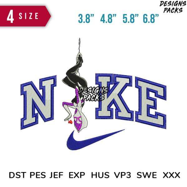 Embroidery design featuring Nike logo with mermaid, available in 4 sizes and multiple file formats