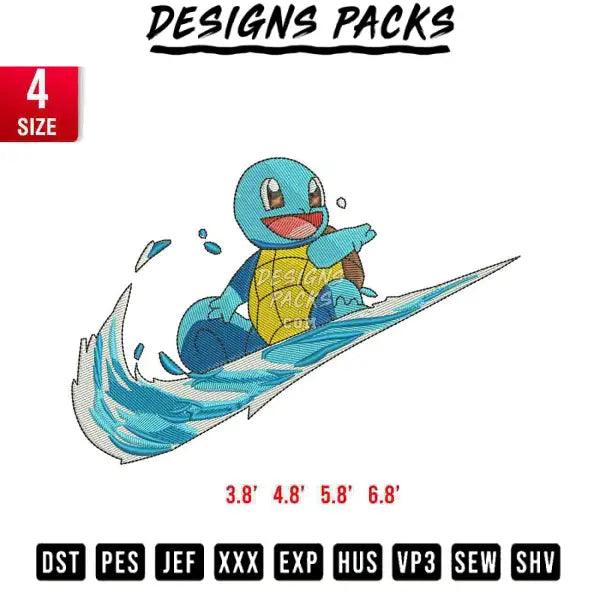Swoosh Squirtle Embroidery Design 