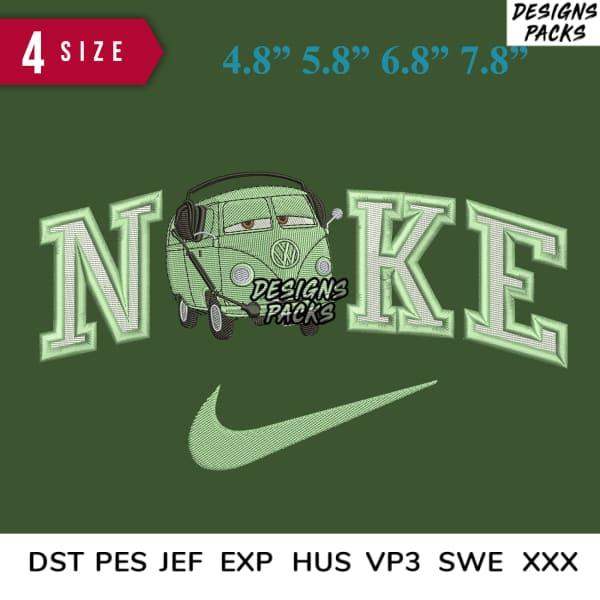 Embroidery design featuring a van with 'NIKE' text and swoosh, available in multiple sizes and formats