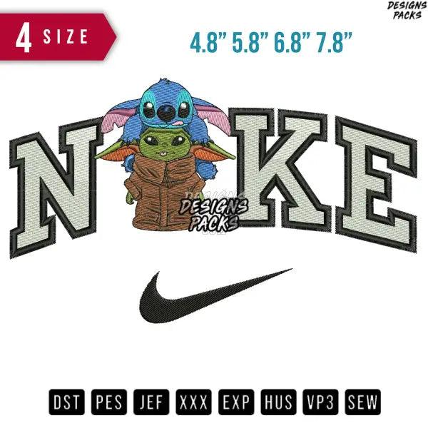 Swoosh Stitch and yoda Embroidery Design