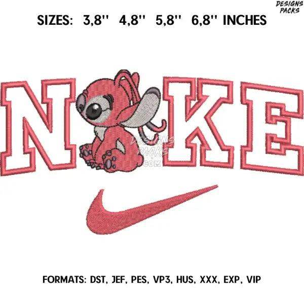 Nike Stitch Angel Embroidery design file pes. Lilo and Stitch embroidery design. Logo Nike embroidery, Anime Pes Design