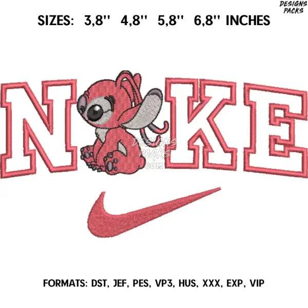 Nike Stitch Angel Embroidery design file pes. Lilo and Stitch embroidery design. Logo Nike embroidery, Anime Pes Design