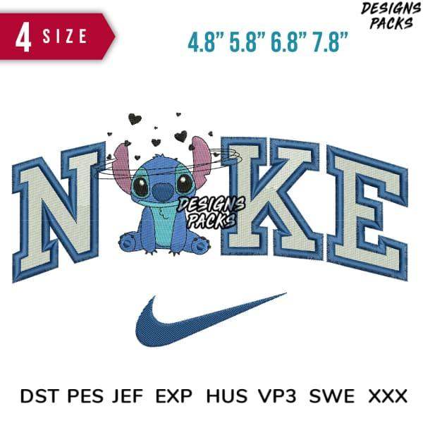 Stitch embroidery design with Nike logo, 4 sizes, DST PES JEF formats for instant download