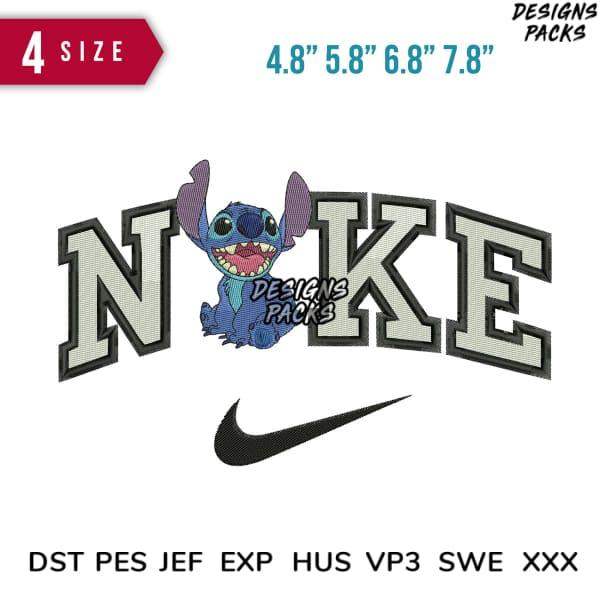 Stitch embroidery design with Stitch character and 'NOKE' text, available in 4 sizes and multiple formats