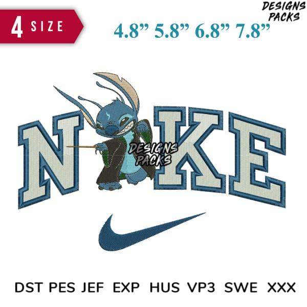 Stitch embroidery design with Nike logo, 4 sizes, DST PES JEF formats, print-ready