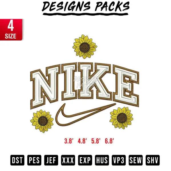 Swoosh Sunflower Embroidery Design 