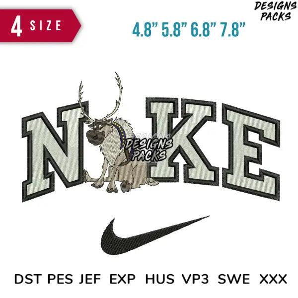 Swoosh Sven Embroidery Design 4.8" 5.8" 6.8" 7.8"