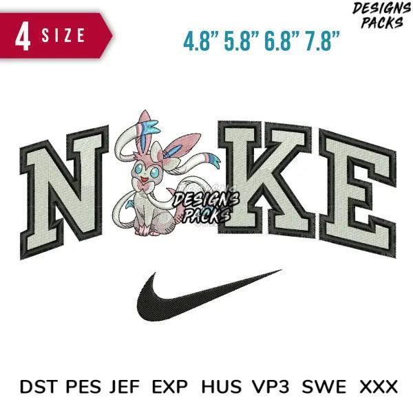 Swoosh Sylveon Embroidery Design  4.8" 5.8" 6.8" 7.8"