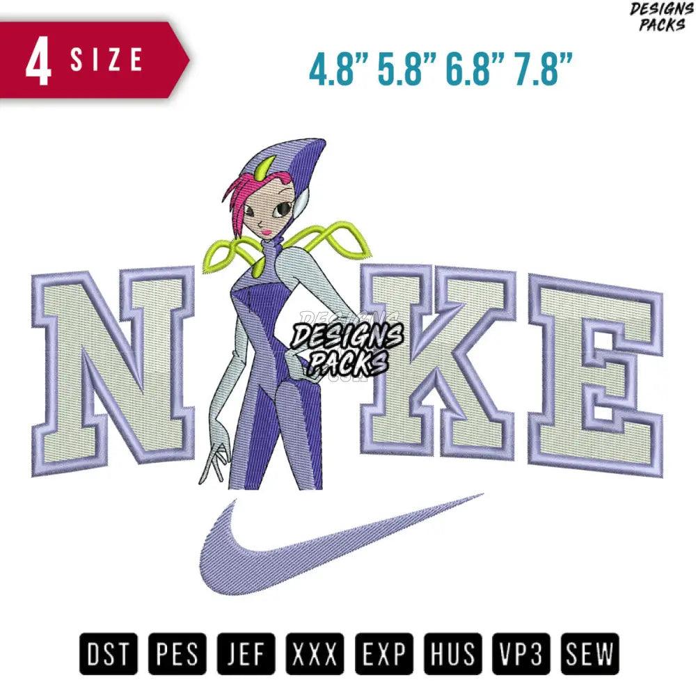 Swoosh Tecna Winx Girl Embroidery Design