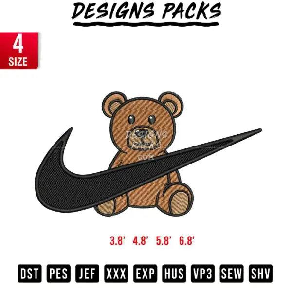 Swoosh Teddy bear Embroidery Design 