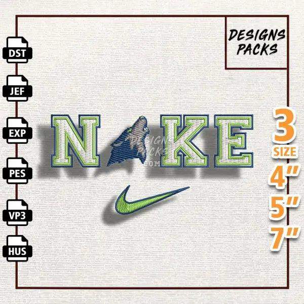 Swoosh Timberwolves Embroidery Design