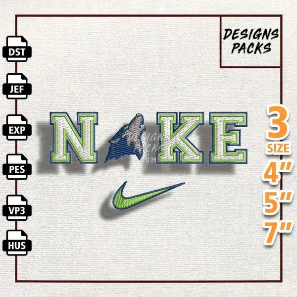 Swoosh Timberwolves Embroidery Design