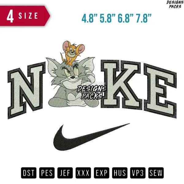 Swoosh Tom and Jerry Cartoon Embroidery Design