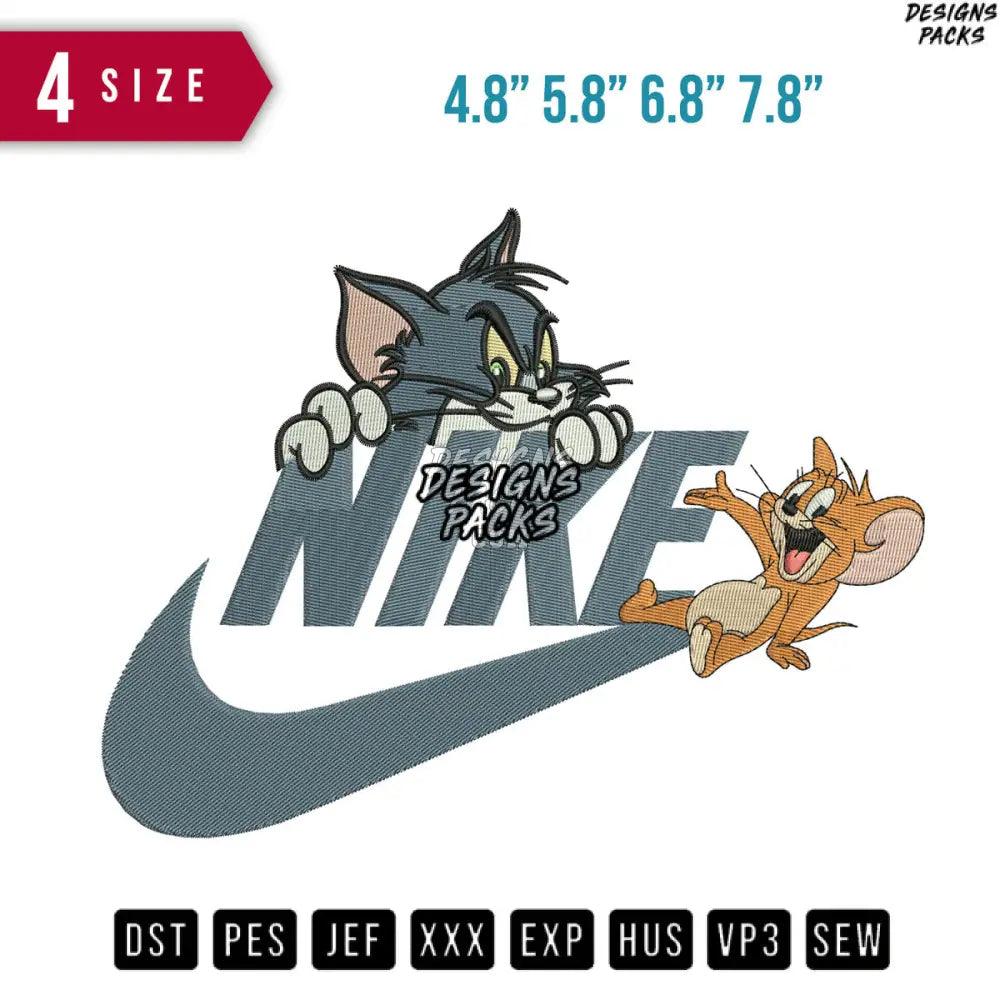 Swoosh Tom And Jerry Laugh Embroidery Design