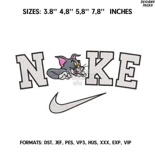 Nike Tom Embroidery Design File/ Tom and Jerry Anime Embroidery Design/ Nike Logo Machine Embroidery / Design Pes Dst