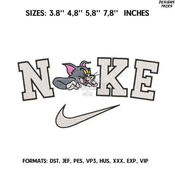 Nike Tom Embroidery Design File/ Tom and Jerry Anime Embroidery Design/ Nike Logo Machine Embroidery / Design Pes Dst