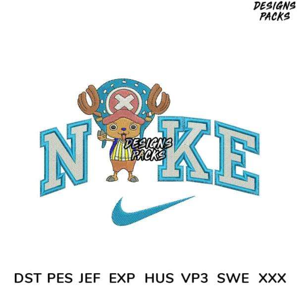 Chopper from One Piece in Nike-style embroidery design, available in DST PES JEF formats for instant download