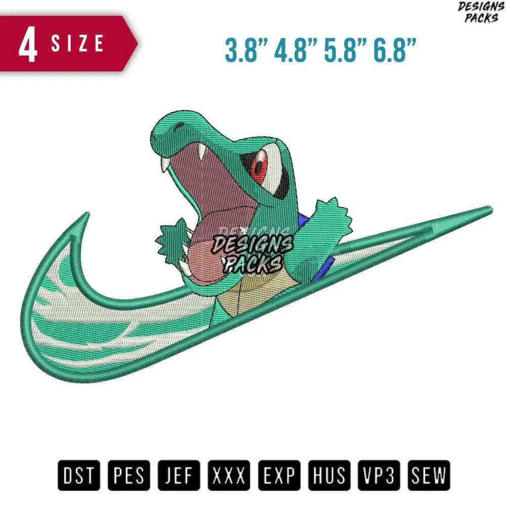 Swoosh Totodile Poke Ball Embroidery Design