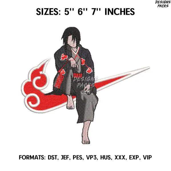 Nike Uchiha Itachi Embroidery Design File, Naruto Anime Embroidery Design, Machine Embroidery. Anime Design Pes Brother