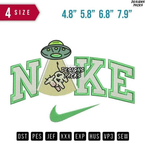 Swoosh Ufo Cow Alien Embroidery Design
