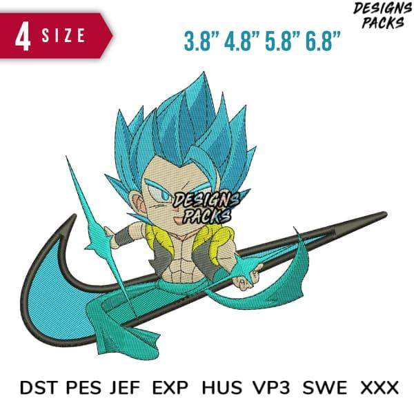 Chibi Vegeta embroidery design in blue, available in multiple sizes and formats for instant download.