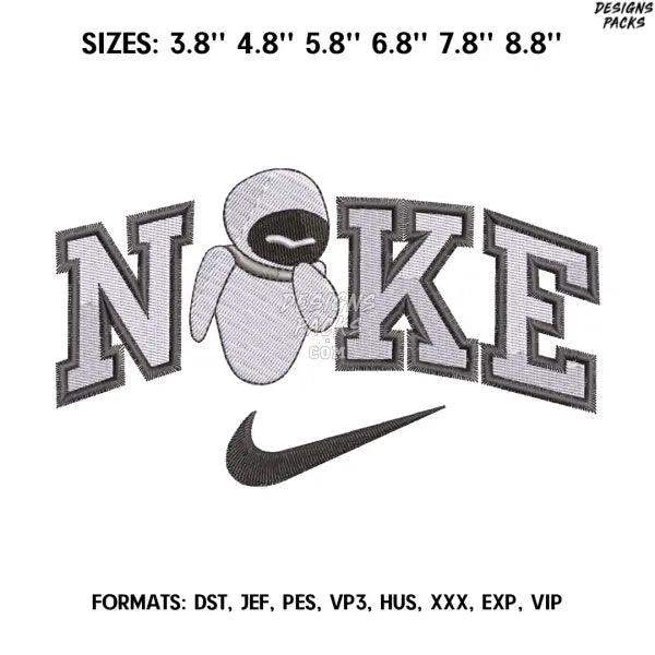 Nike Wall E Embroidery Design File, Wall E Anime Embroidery Design,.