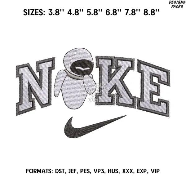 Nike Wall E Embroidery Design File, Wall E Anime Embroidery Design,.