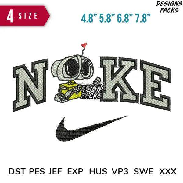 Swoosh Wall-e love Embroidery Design 4.8" 5.8" 6.8" 7.8"