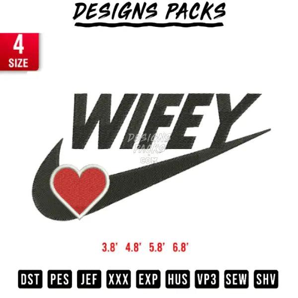 Swoosh Wifey Embroidery Design 