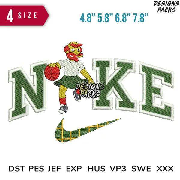 Swoosh willie ball Embroidery Design 4.8" 5.8" 6.8" 7.8"
